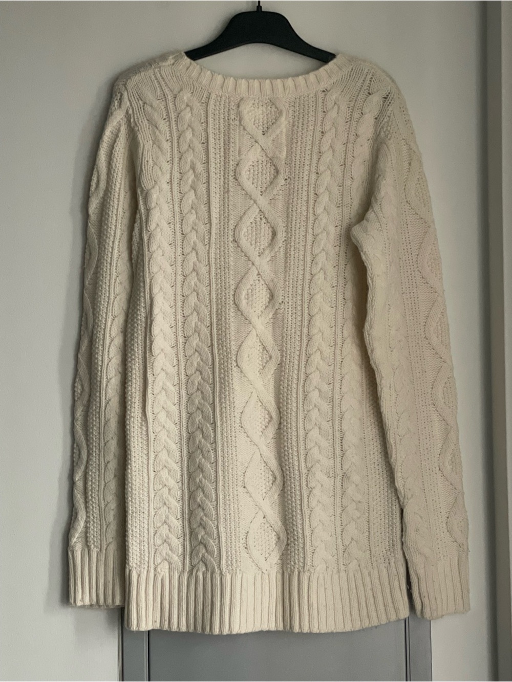 AERIE Cream Cable-Knit Wool Blend Crewneck Sweater - Picture 3 of 7